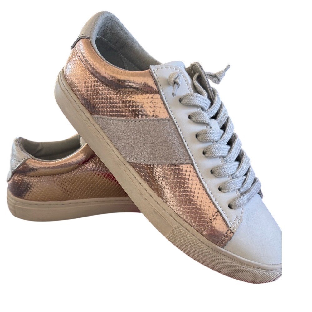 Vintage‎ Havana Womens Rose Gold Metallic Snakeskin Suede Low Top Sneakers Sz 7